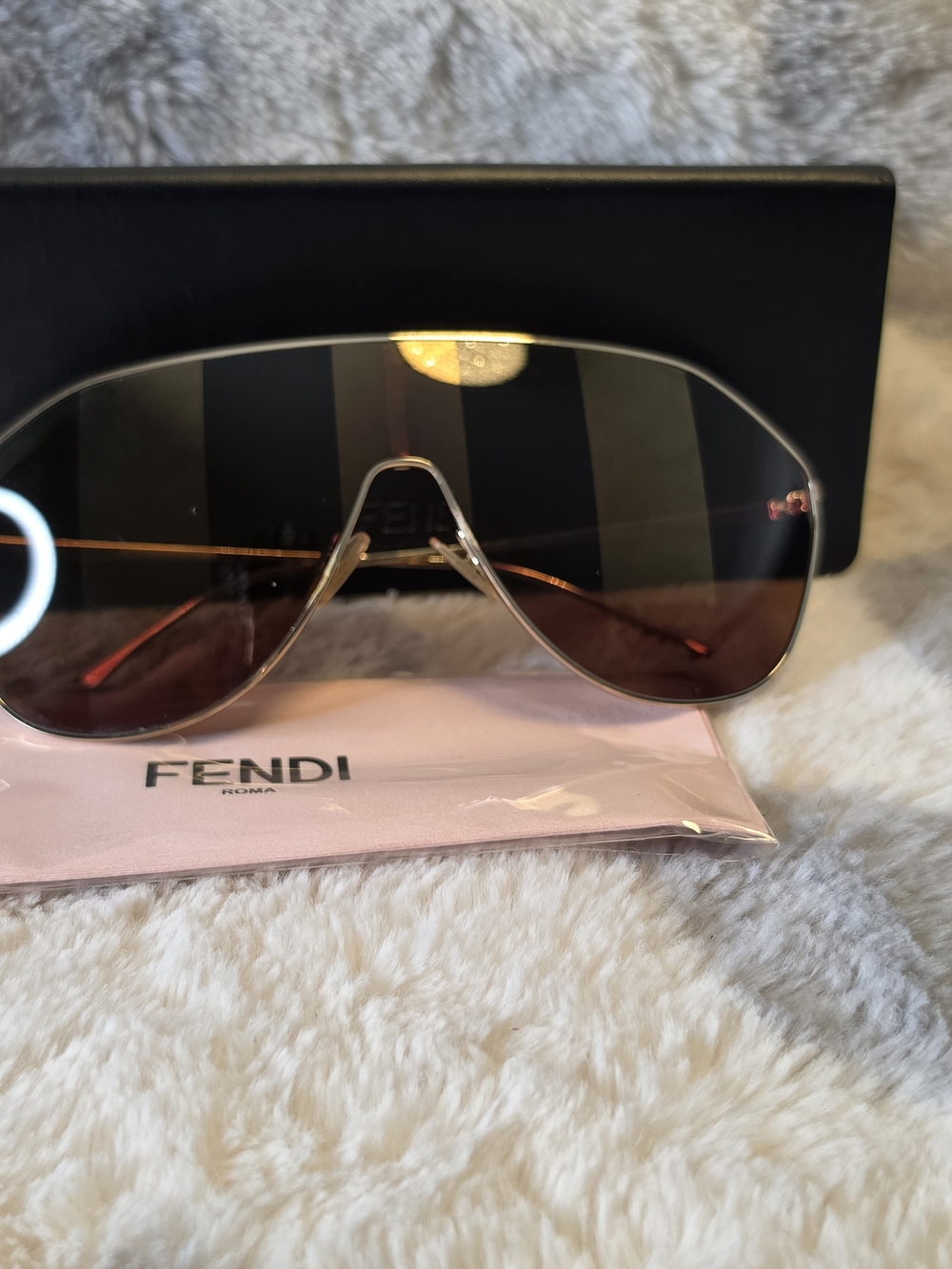 Fendi Women’s Gradient Brown Shield Sunglasses